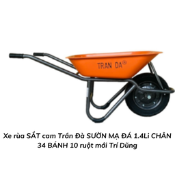 [TDXRSCTDSMD14C34B10] Xe rùa SẮT cam Trần Đà SƯỜN MẠ ĐÁ 1.4Li CHÂN 34 BÁNH 10 ruột mới Trí Dũng